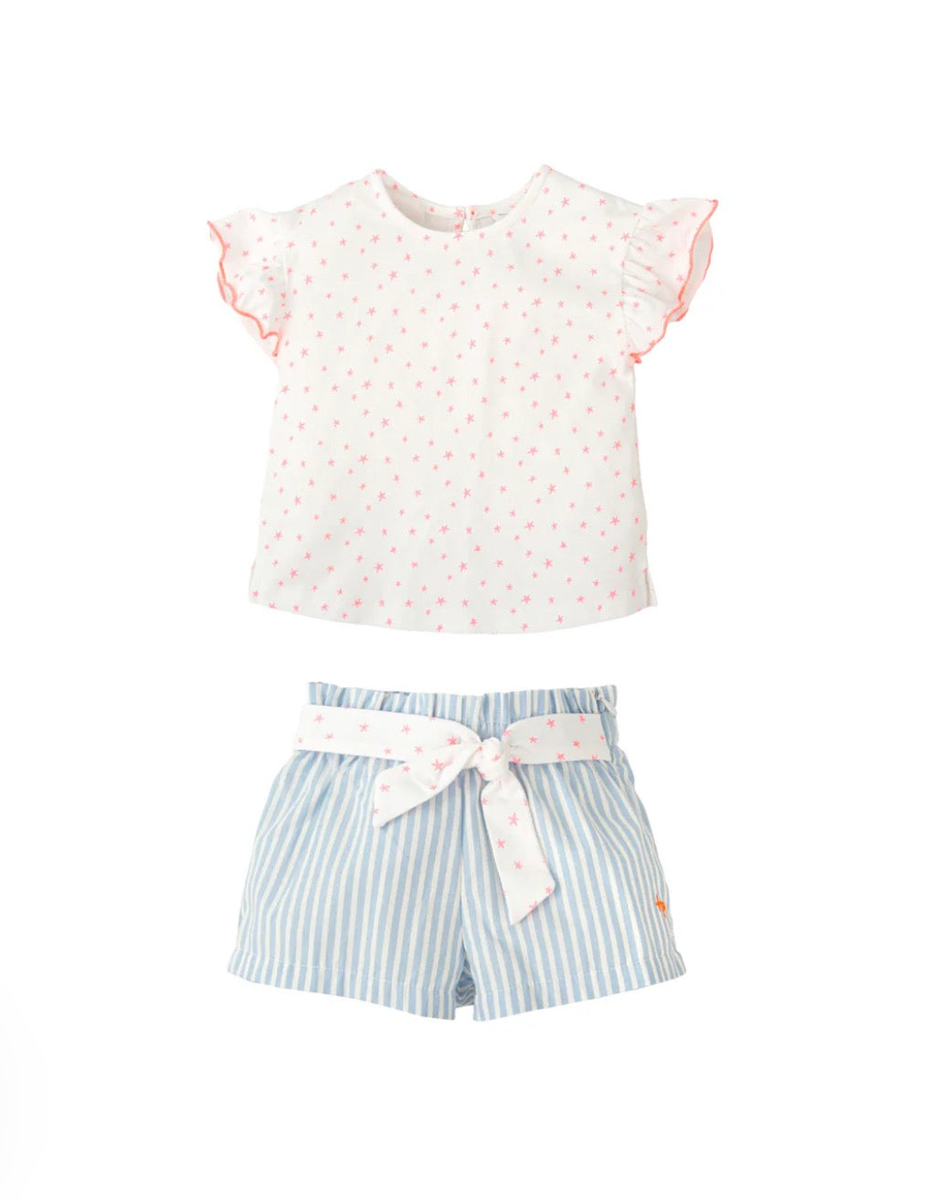 Tutto Piccolo Conjunto Top Estrellas Y Short Rayas Porcelana