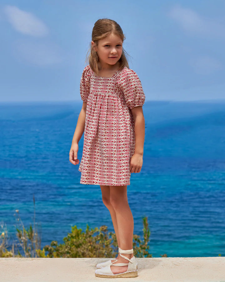 Tutto Piccolo Vestido Estampado Peces Rojo