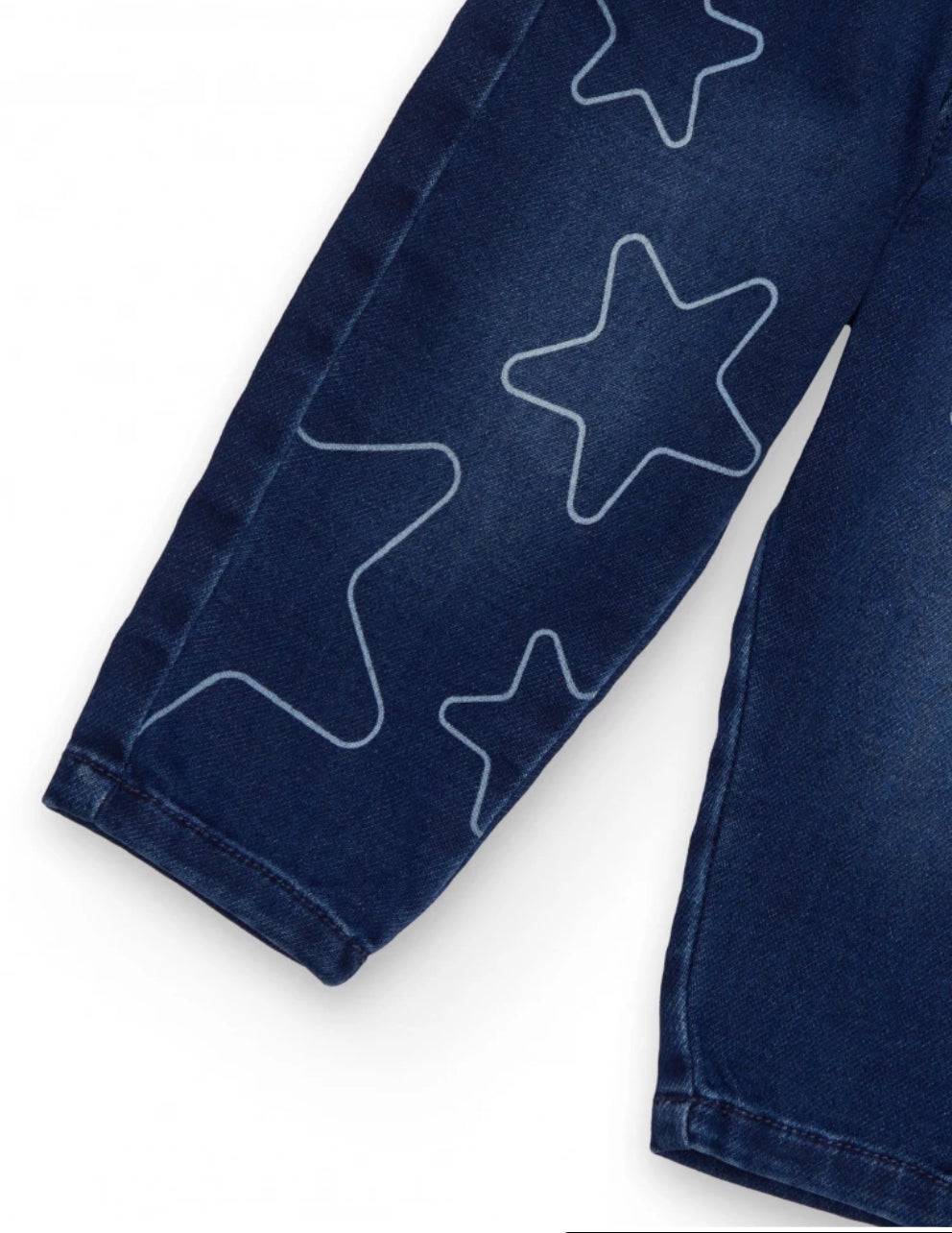 TucTuc Camiseta Azul Marino Detalles Brillantes Y Pantalón Vaquero De Estrellas.
