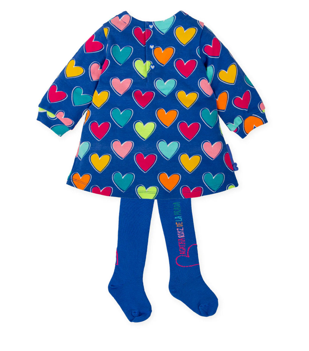 AGATHA RUIZ DE LA PRADA VESTIDO CORAZONES AZUL ELÉCTRICO CON LEOTARDOS
