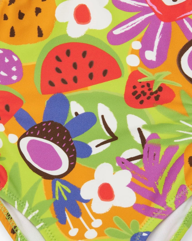 TucTuc Vacay Feelings Trikini Para Niña Con Estampado De Frutas Y Volantes