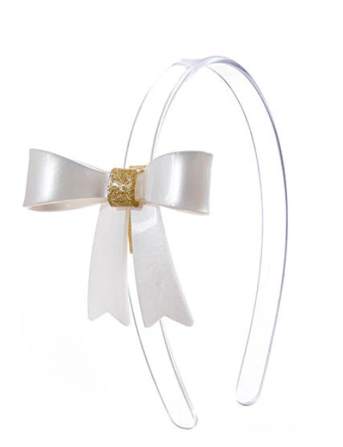 Lilies & Roses Bow French Pearlized White Headband