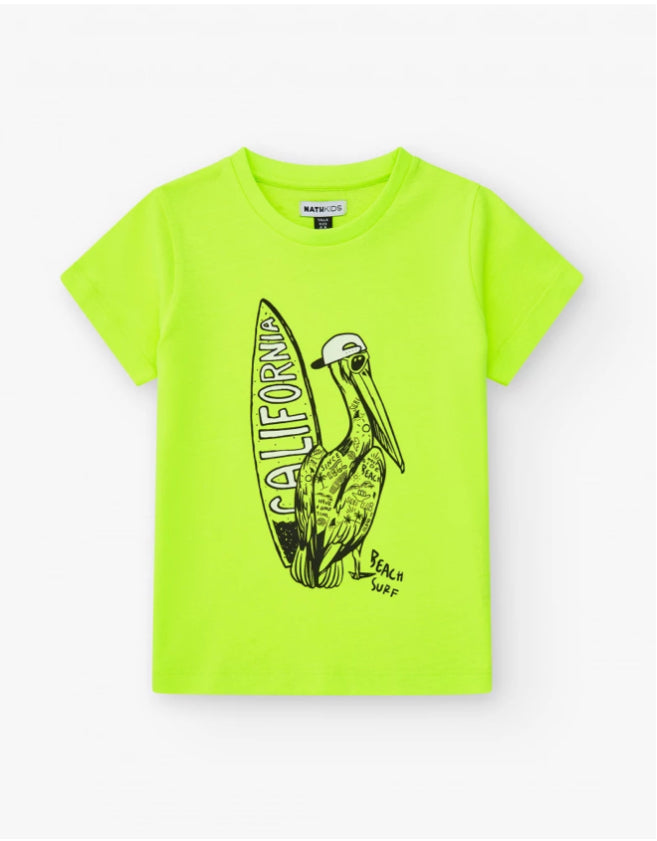 Tuc Tuc Conjunto Camiseta para niño en amarillo con estampado de pelicano Bañador para niño en negro con estampado surfero