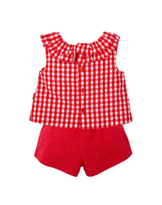 Tutto Piccolo Conjunto Blusa y Short Vichy Rojo
