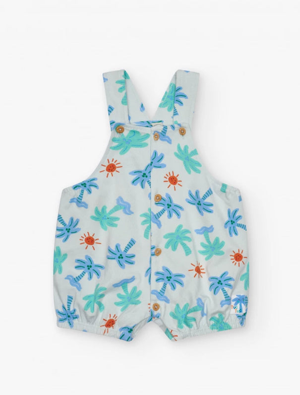 TucTuc Pelele Blanco Para Niño Con Estampado De Palmeras y Soles, Tirantes Ajustables Y Botones