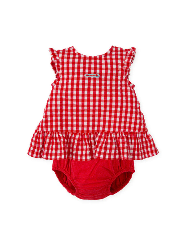 Tutto Piccolo Vestido Con Braguita Vichy Rojo Bebé