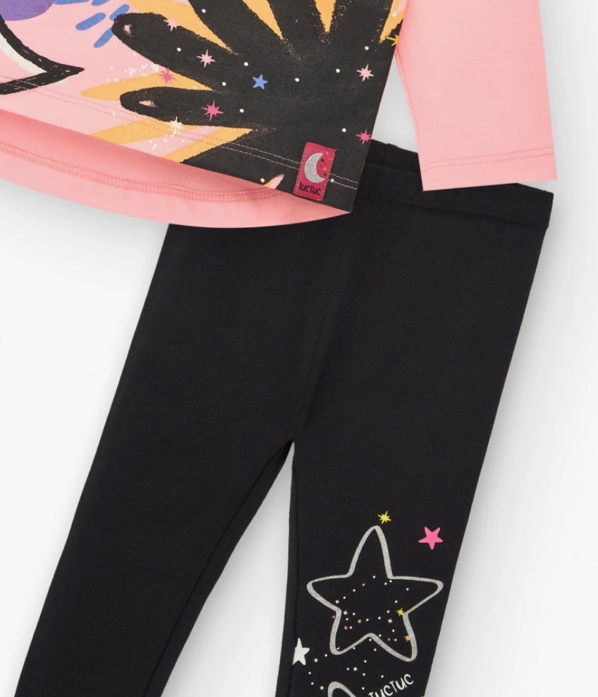 TucTuc Set Jersey T-Shirt And Legging Pink / Cosmic Girl Collection