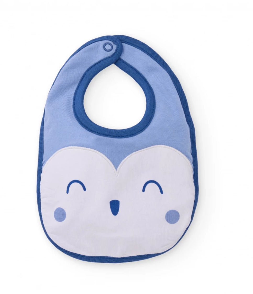 TucTuc Set de dos baberos para bebé niño en tonos azul y blanco con divertidos estampados de búhos