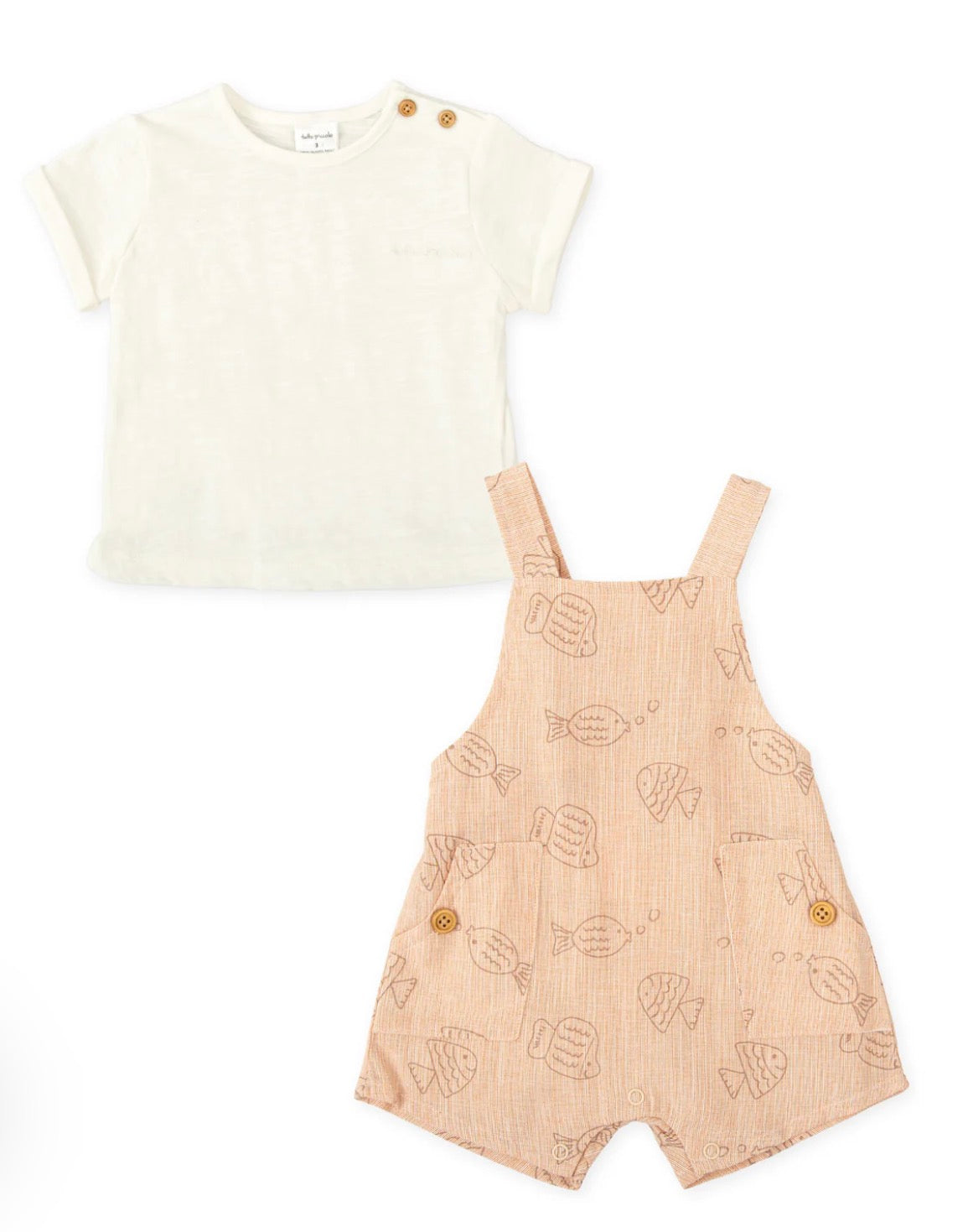 Tutto Piccolo Conjunto Peto Peces Y Camiseta Blanca