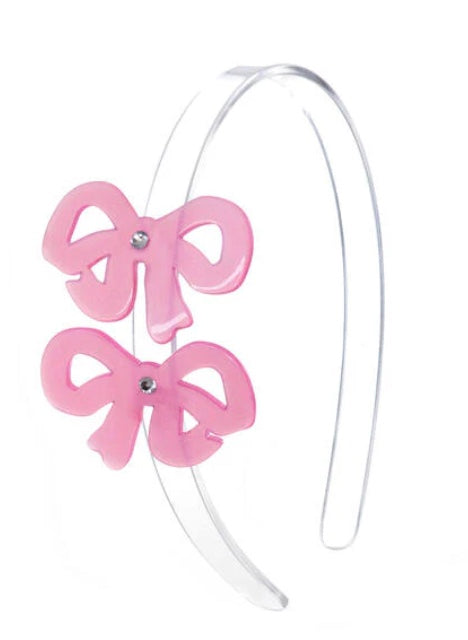Lilies & Roses Bow Fany Double Satin Pink Headband