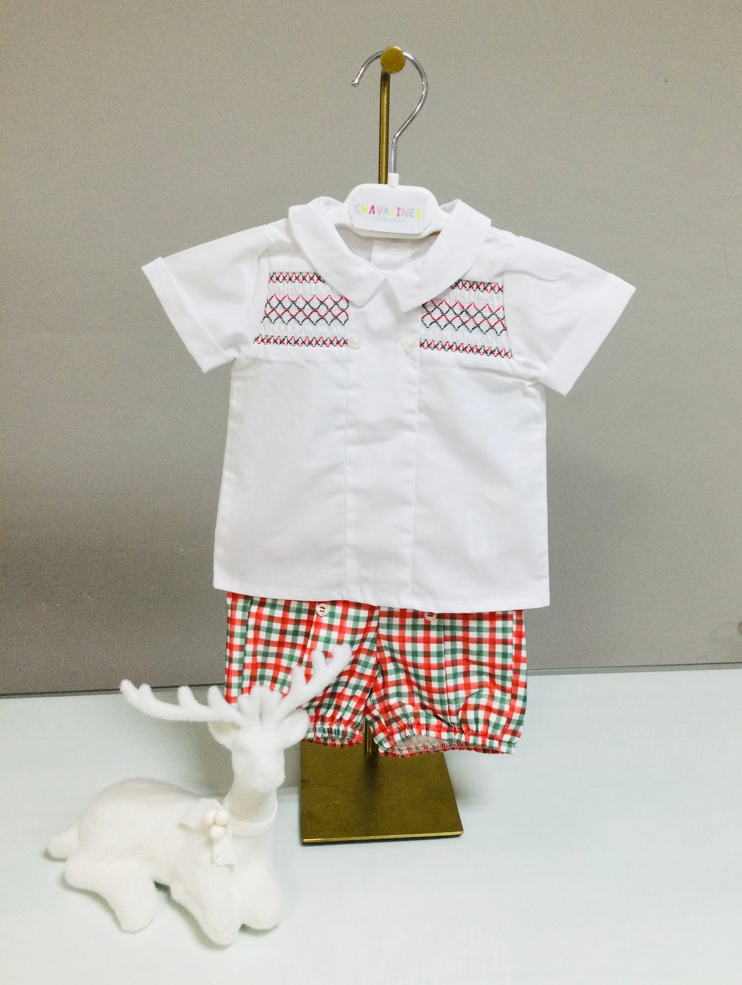 Jilgueritos Kids Tartan Smocked Bloomer Set