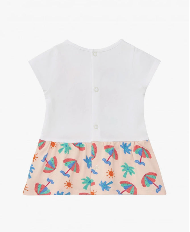 TucTuc Tropical Summer Conjunto Blanco Para Niña Con Vestido De Elefante Y Braguita Tropical