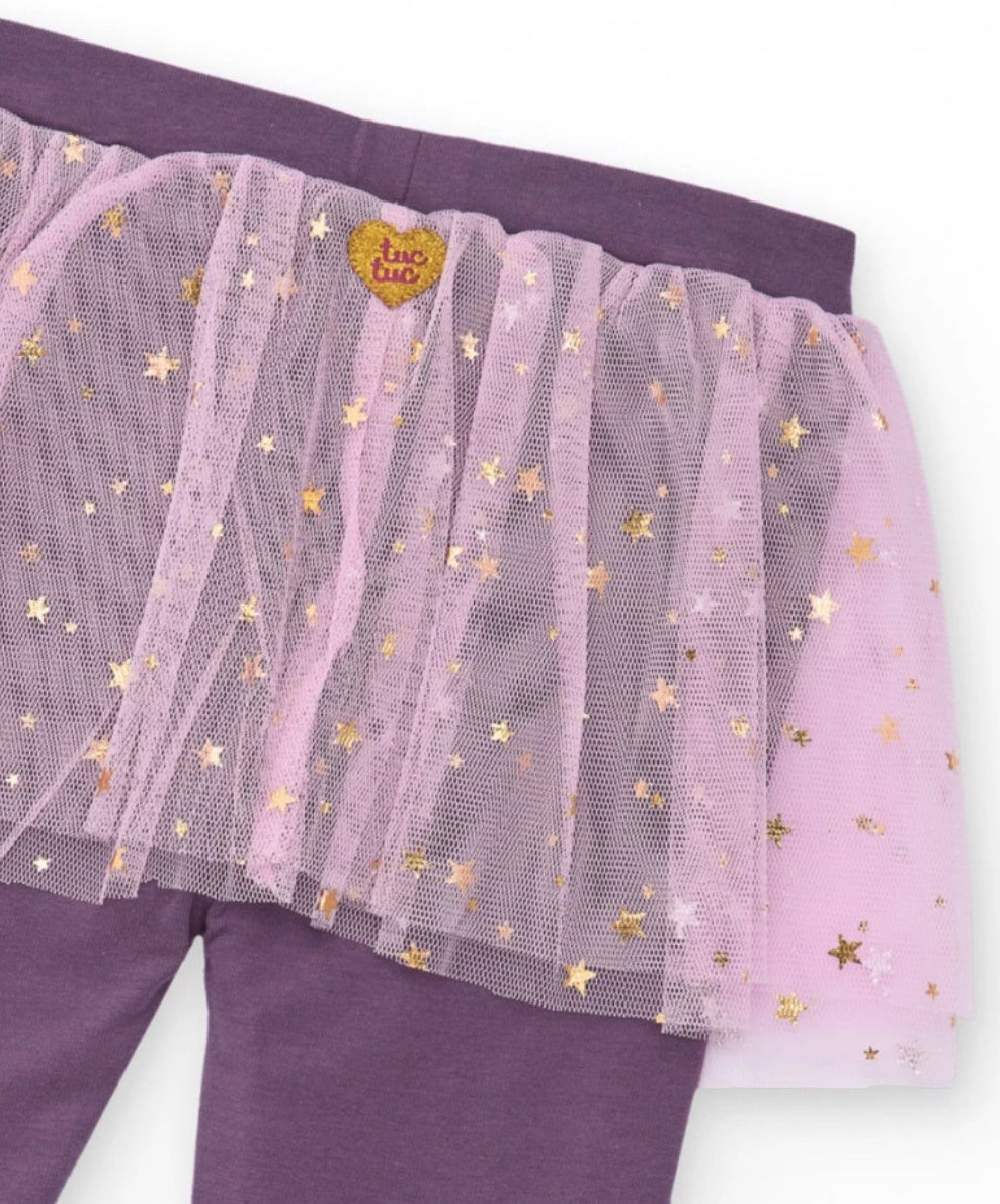 TucTuc Set Blusa y Mallas Niña Rosa y Morado Bailarina