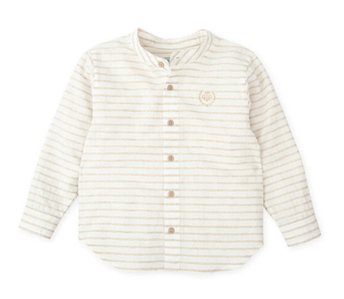 Tutto Piccolo Camisa Lino Rayas Blanco Químico