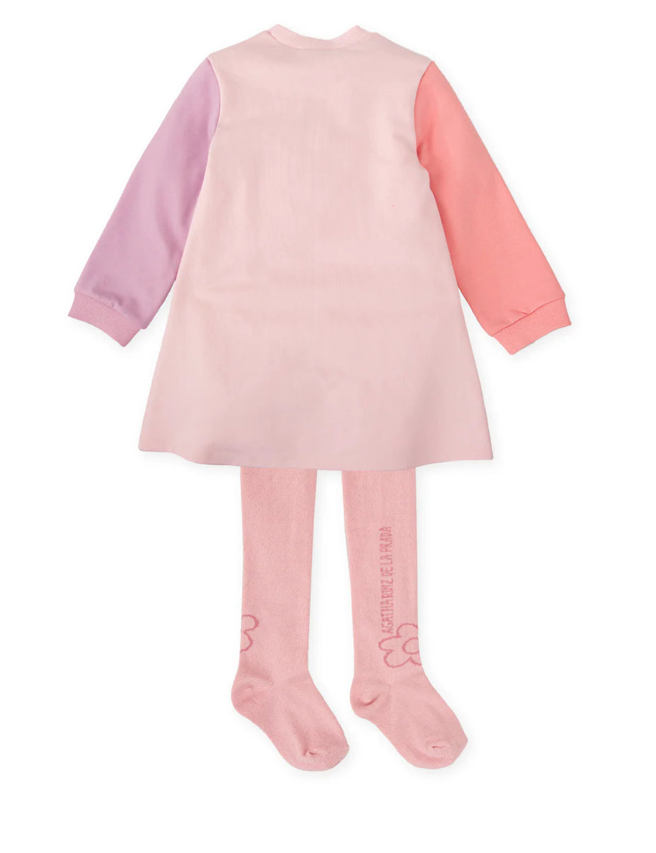 AGATHA RUIZ DE LA PRADA VESTIDO RIÑONERA ROSA CON LEOTARDOS