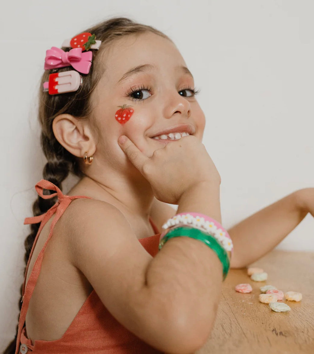 Lilies & Roses Popsicle Strawberry Pink Bow Hair Clips