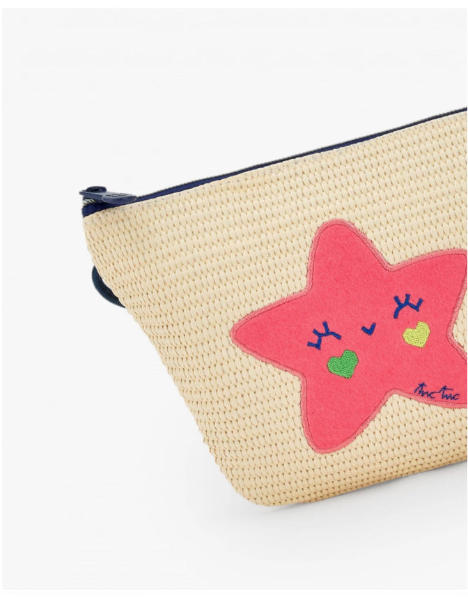 TucTuc Bolso De Rafita Para Niña En Beige Con Estrella Rosa. Colección: Color The Sea