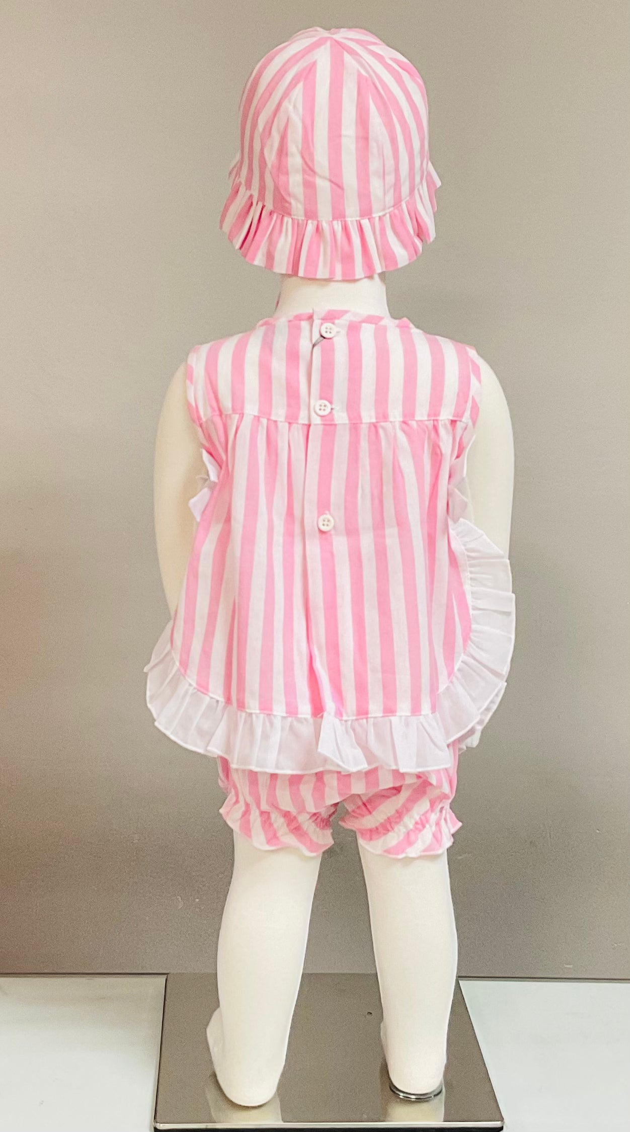 José Varón - Conjunto Niña Rayas 3P Rosa y Blanco