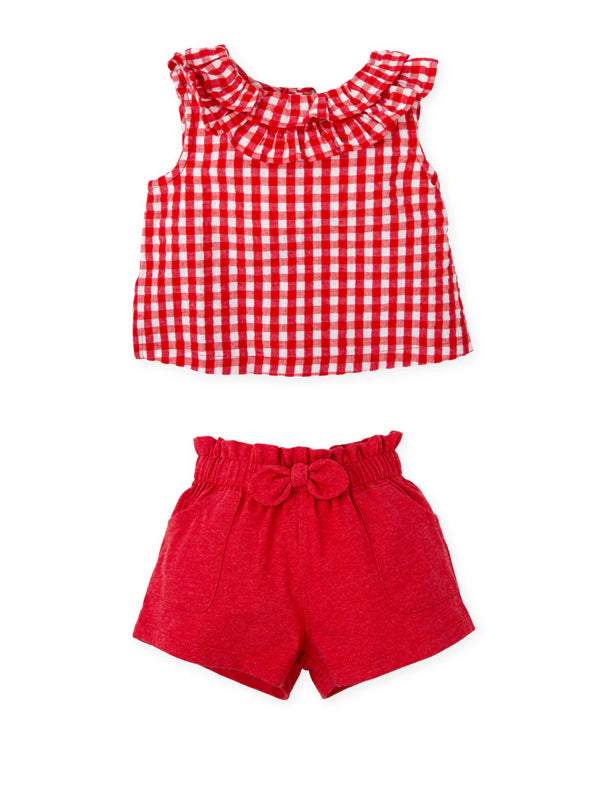Tutto Piccolo Conjunto Blusa y Short Vichy Rojo