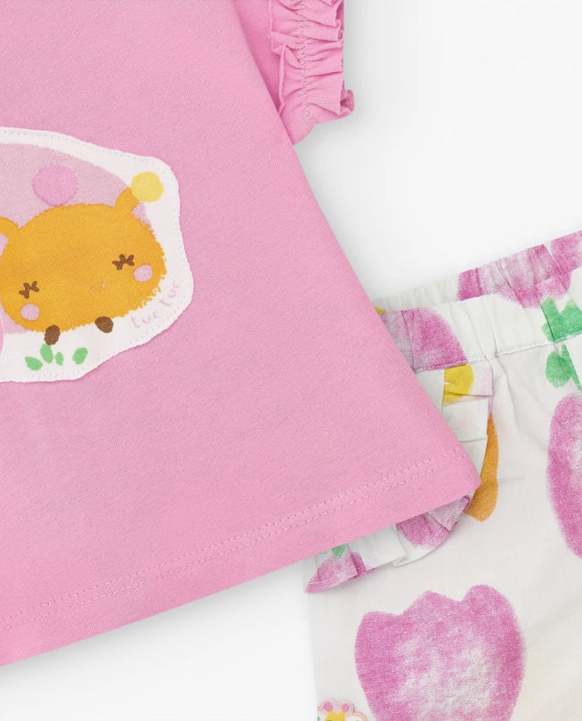 TucTuc Berry Sweet Conjunto Para Niña Con Camiseta De Punto Sin Mangas Y Estampado