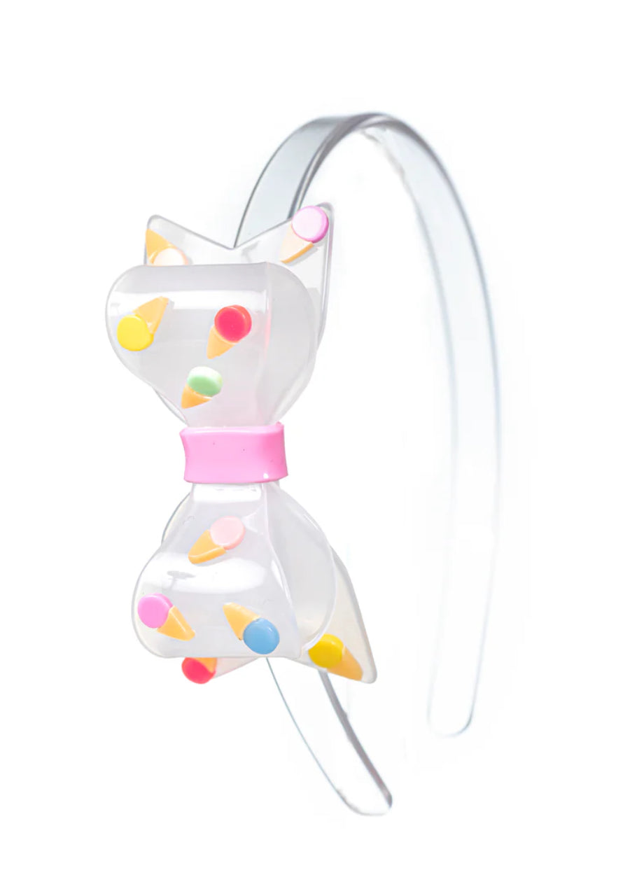 Lilies & Roses Frosted Fat Bow Mini Ice Cream Headband