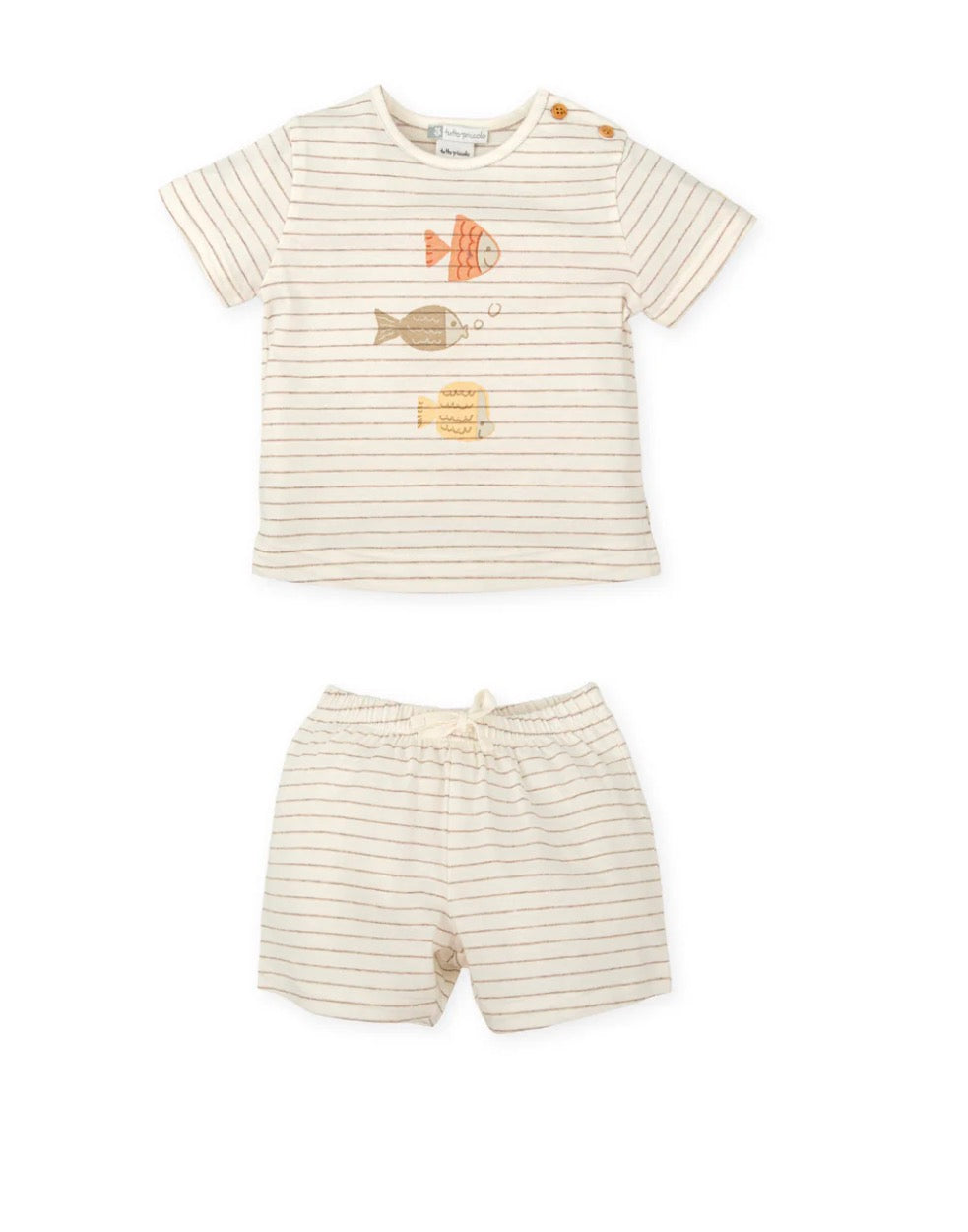 Tutto Piccolo Conjunto Camiseta Y Bermuda Rayas Peces