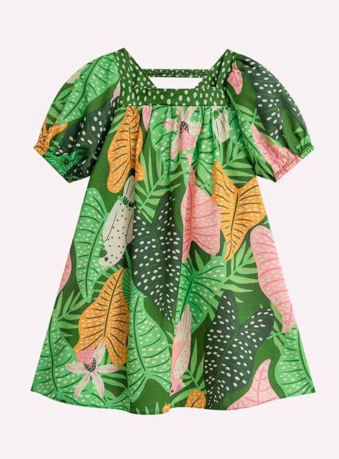 Nanai Vestido Infantil Hojas Verdes
