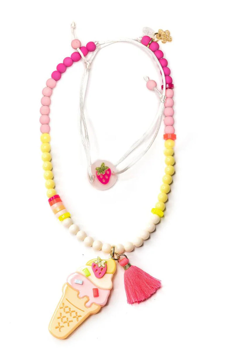Lilies & Roses Melting Ice Cream Pastel Colors Necklace