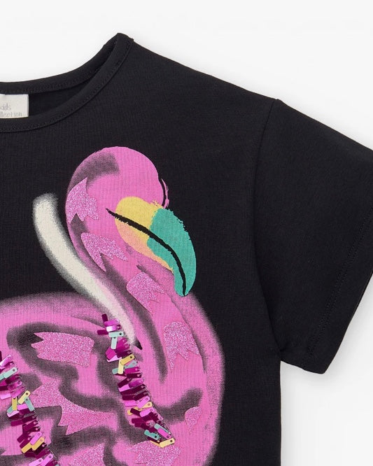 Tuc Tuc Flamingo Mood Black Knitted T-Shirt