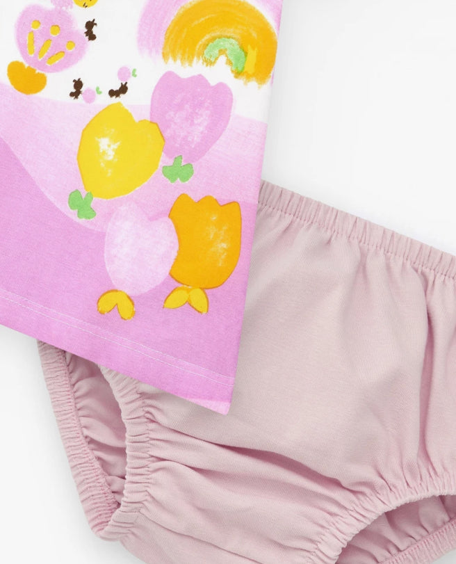 TucTuc Conjunto De Punto Para Niña Con Vestido Blanco Estampado