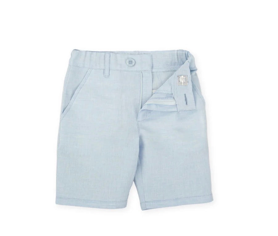 Tutto Piccolo Conjunto Camisa Manga Larga Rayas Y Short Lino Porcelana