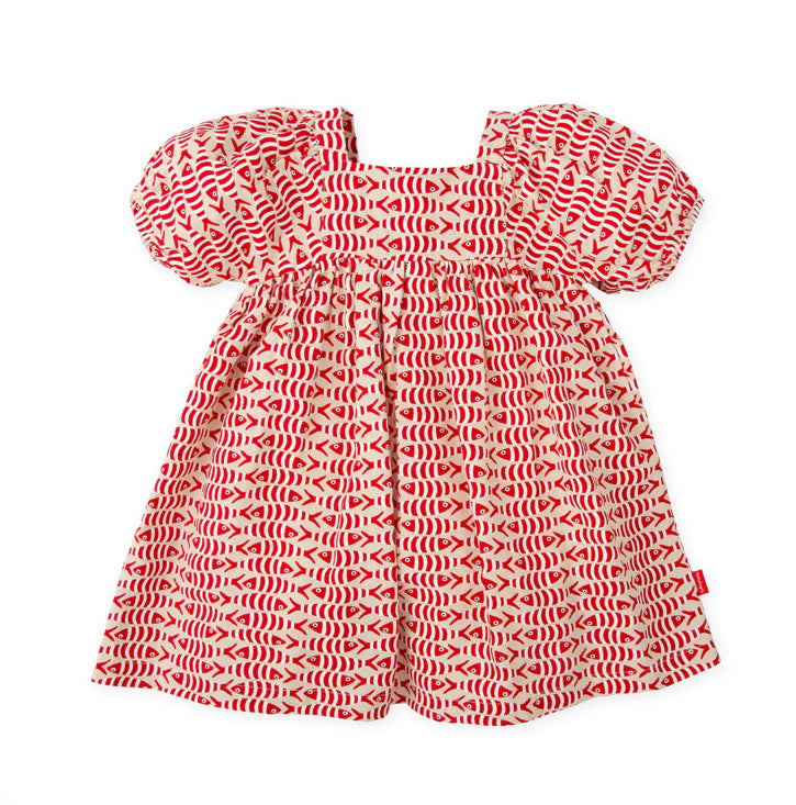 Tutto Piccolo Vestido Estampado Peces Rojo