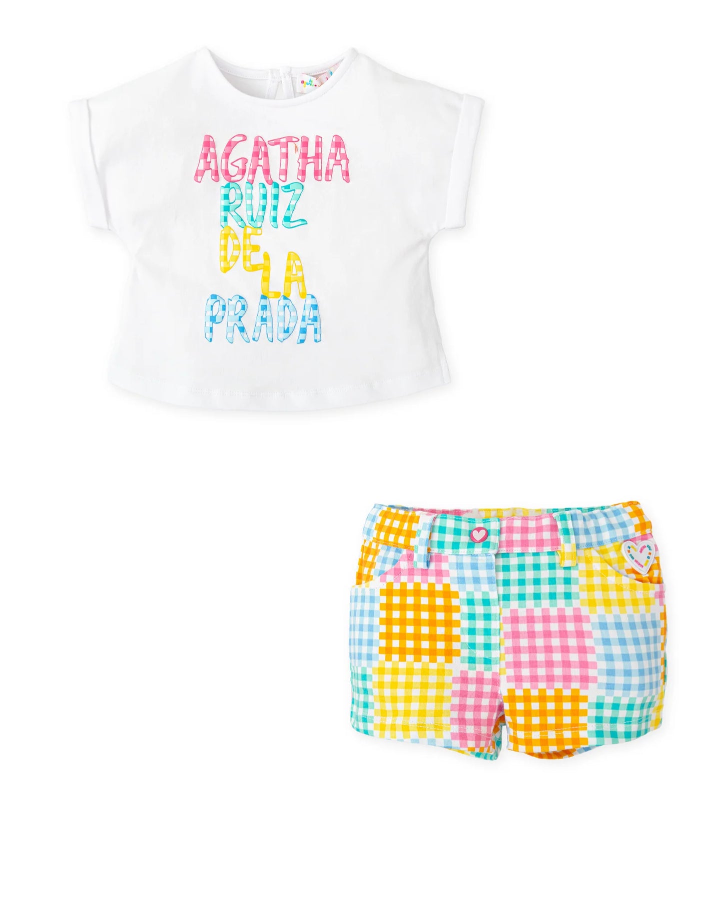 AGATHA RUIZ DE LA PRADA BABY CAMISETA Y PANTALON SHORT VICHY MULTICOLOR NIÑA