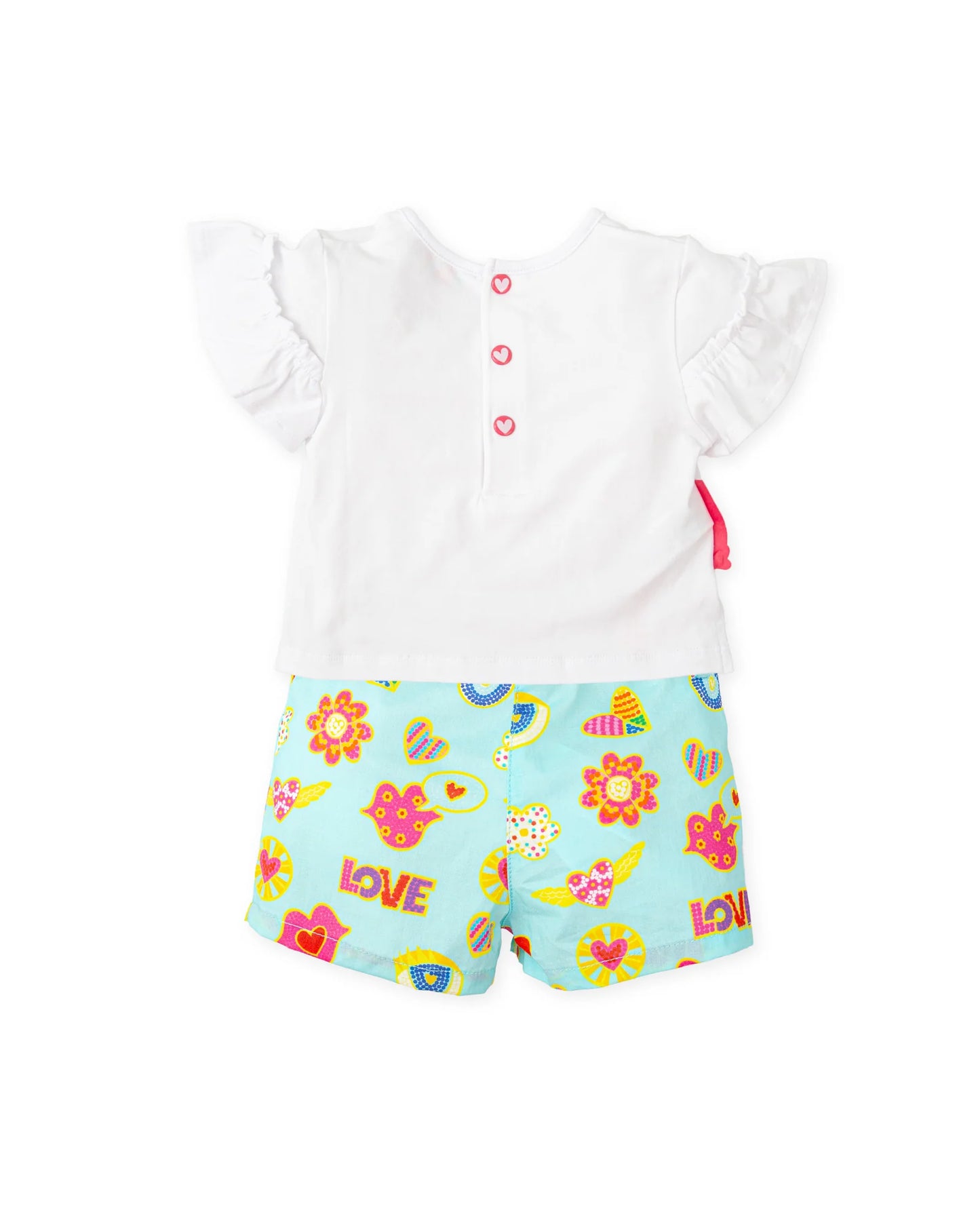 AGATHA RUIZ DE LA PRADA BABY CAMISETA Y PANTALON SHORT ESTAMADO ICONOS AGUAMARINA NIÑA
