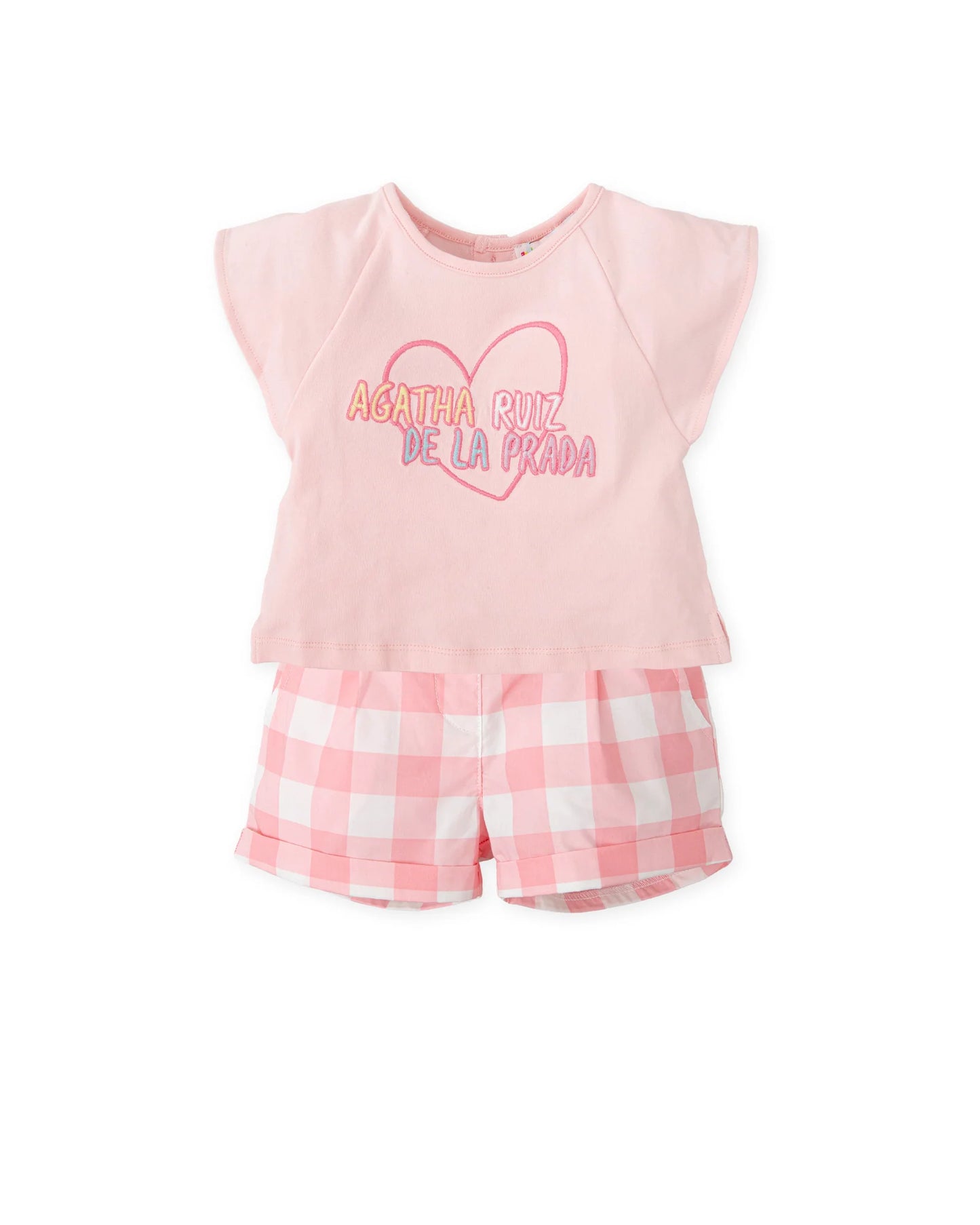 AGATHA RUIZ DE LA PRADA BABY CAMISETA Y PANTALON SHORT CORAZÓN ROSA NIÑA