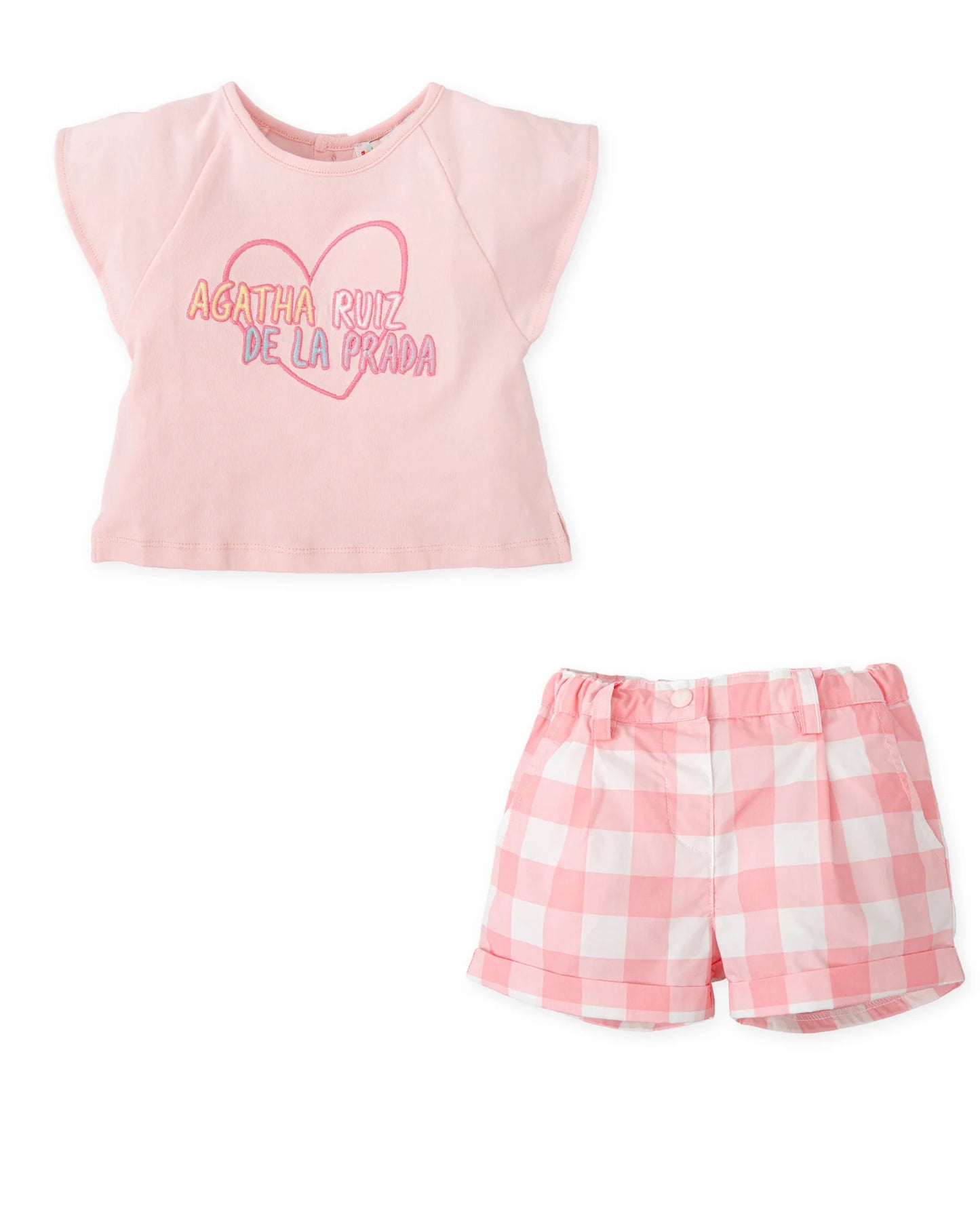 AGATHA RUIZ DE LA PRADA BABY CAMISETA Y PANTALON SHORT CORAZÓN ROSA NIÑA