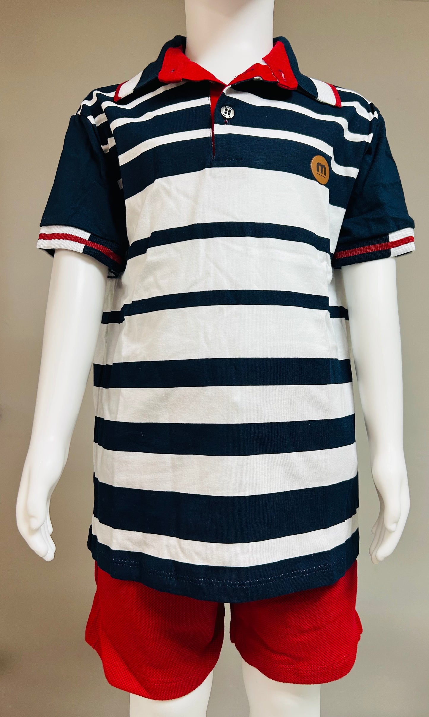 Milon Polo Niño Rayas Con Bermuda Rojo Ref.2001064-6826