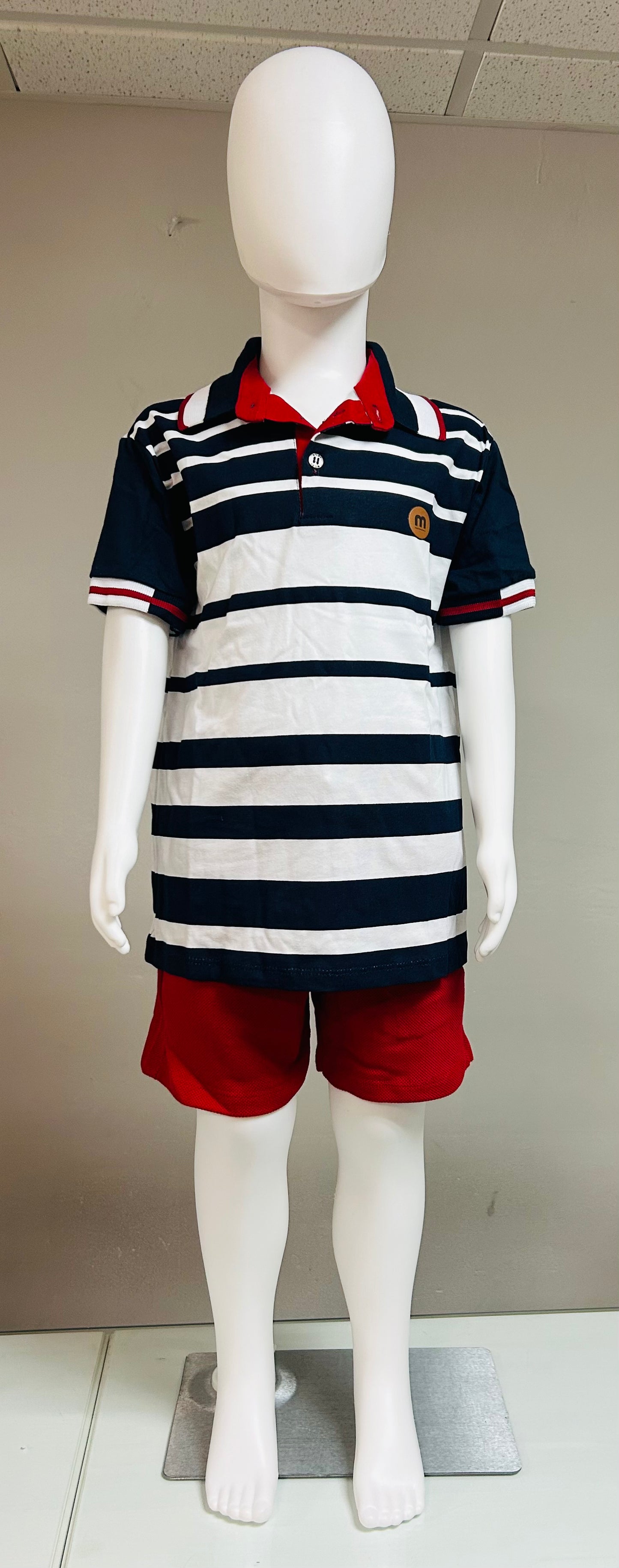 Milon Polo Niño Rayas Con Bermuda Rojo Ref.2001064-6826