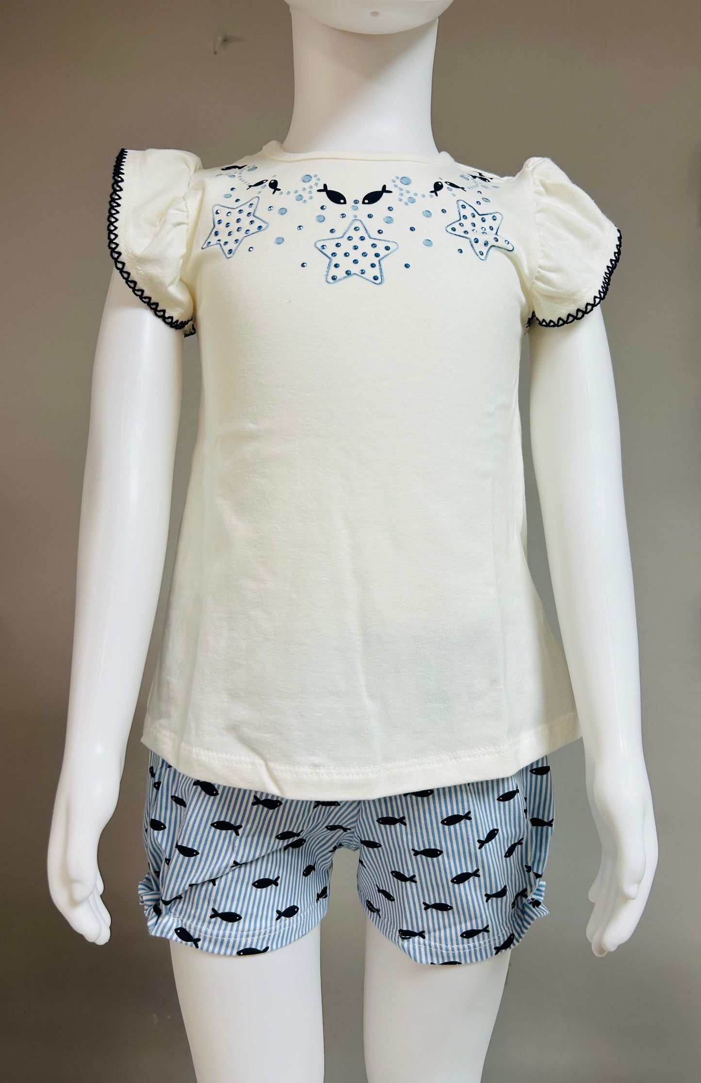 Milon Conjunto Azul Estampado Estrellas Y Peces Niña Ref.2001019-0452