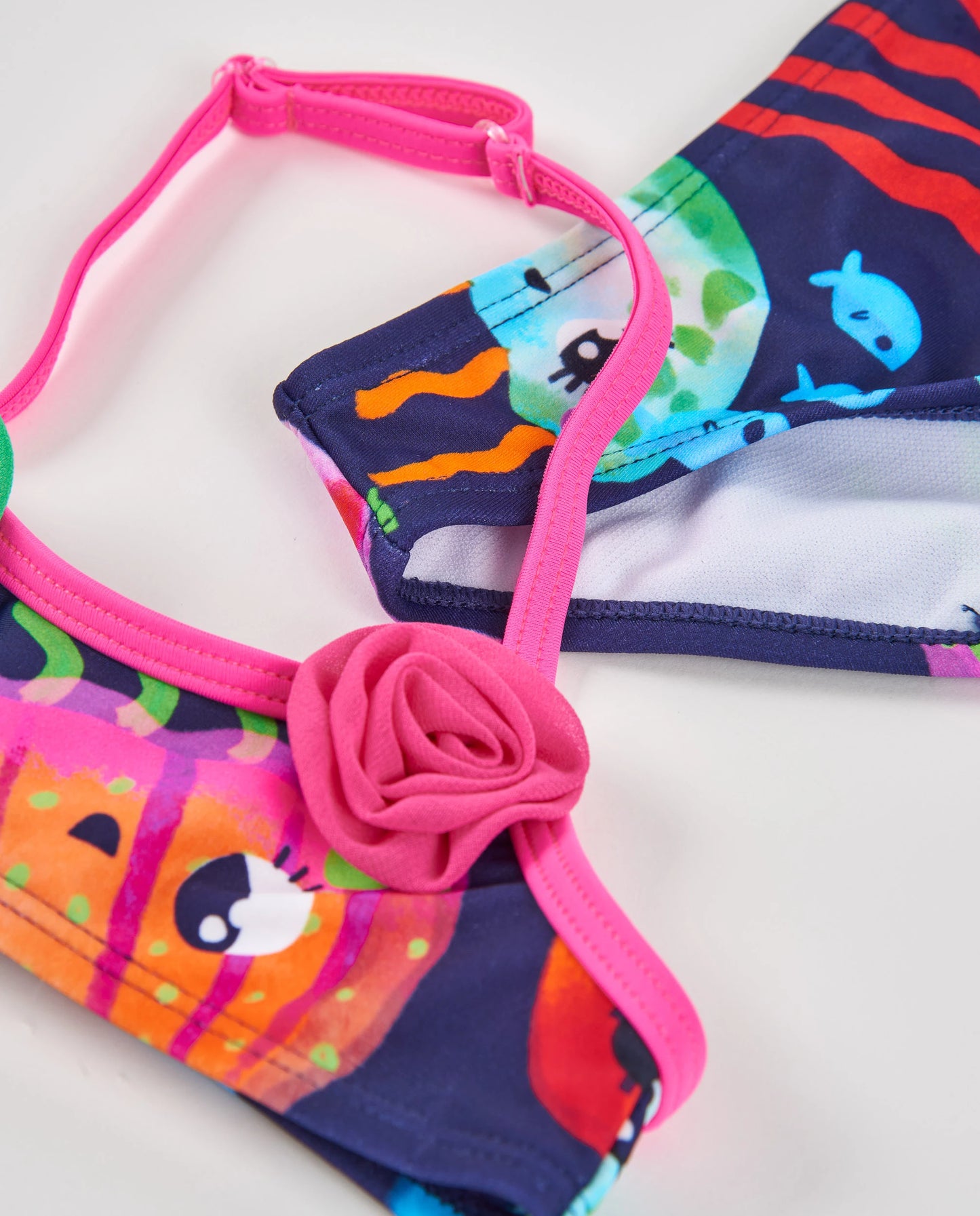 TucTuc Bikini de niña de punto y flores aplicadas