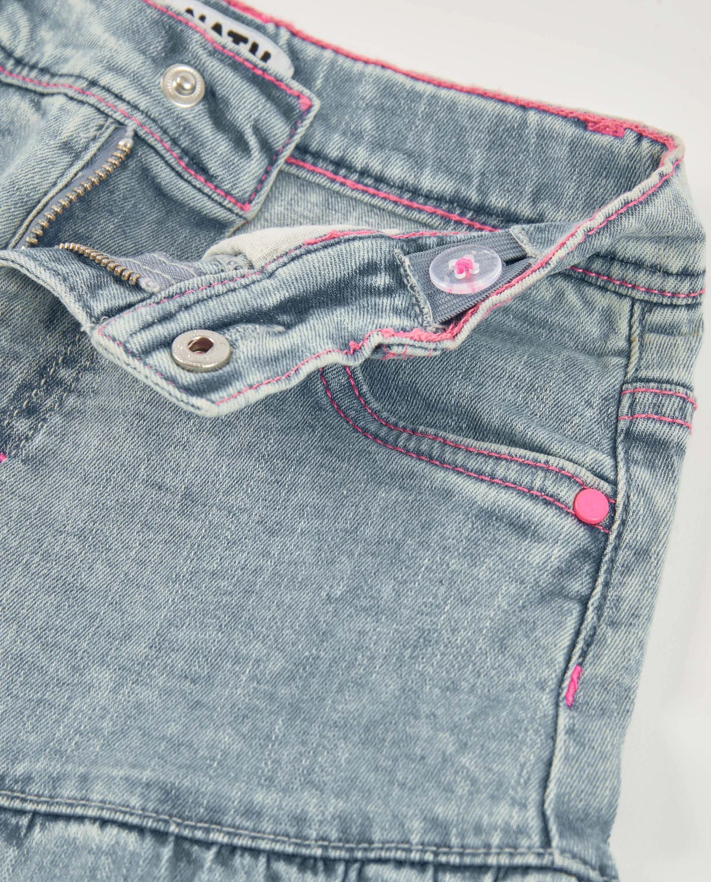 TucTuc NK Conjunto Niña Top de punto con tirantes finos cruzados Short de plana y denim suave