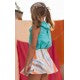 Cocote Conjunto Blusa Lino Turquesa Y Falda Multicolor
