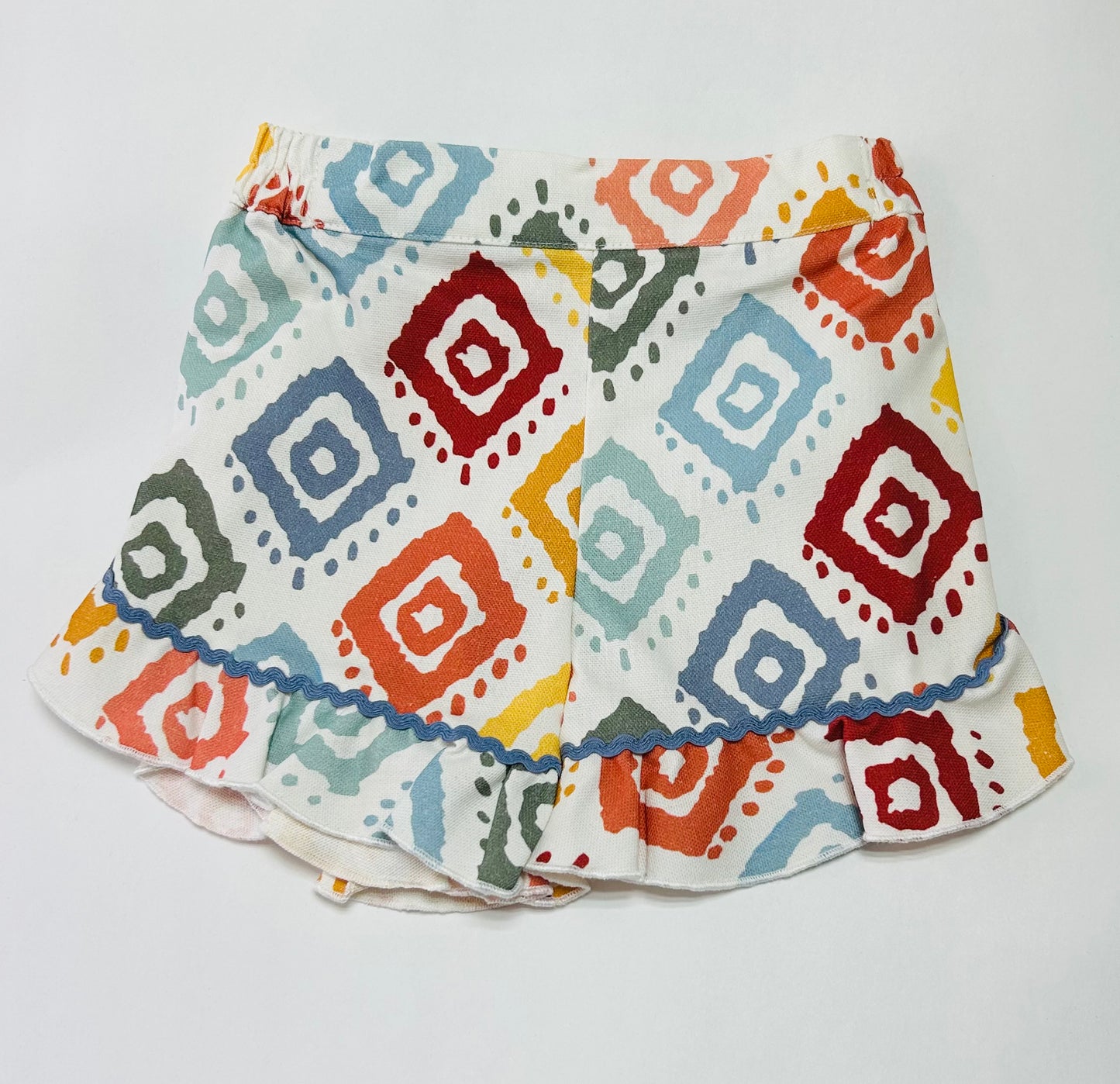 José Varón Conjunto Blusa Lino Celeston Y Short Étnico