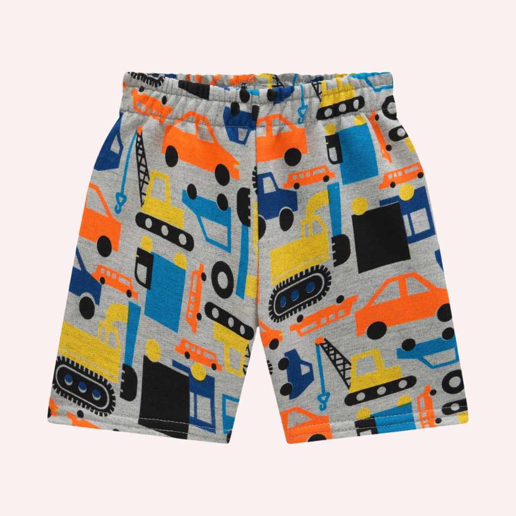 Kyly Cars and Machines Blue Graphic T-Shirt and Grey Printed Shorts
