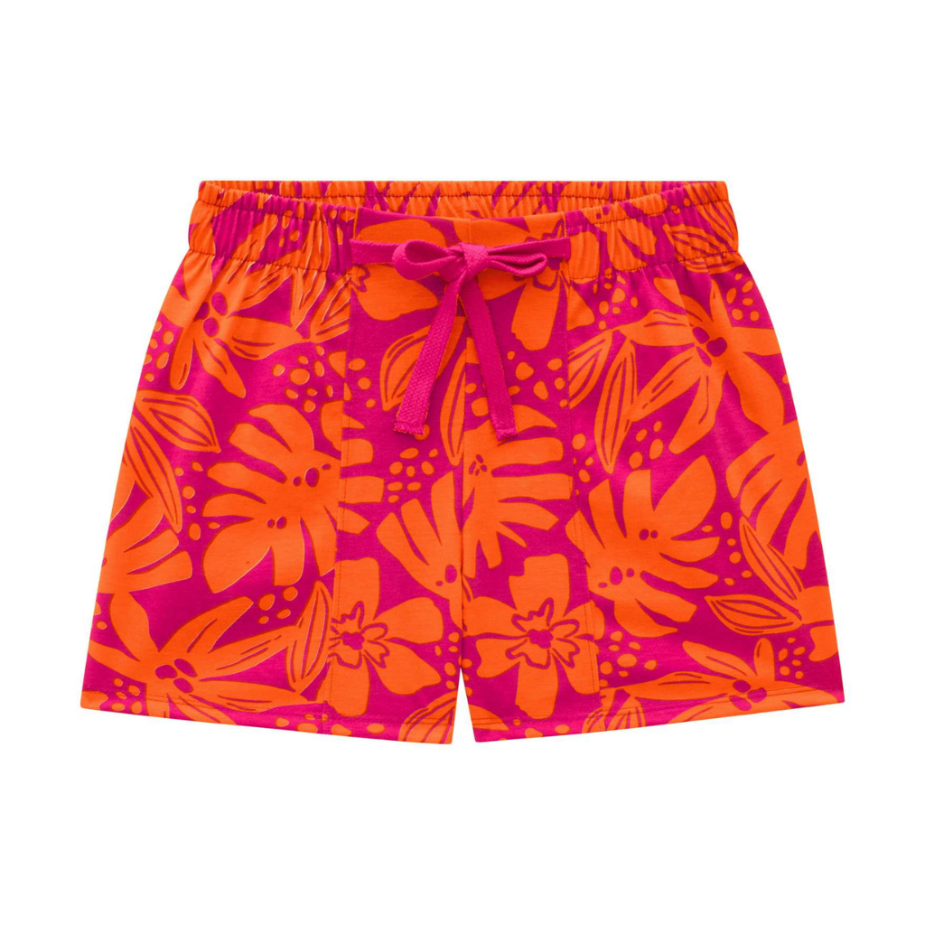 Kyly Orange and Fuchsia Tropical Pattern Tank-Top and Shorts