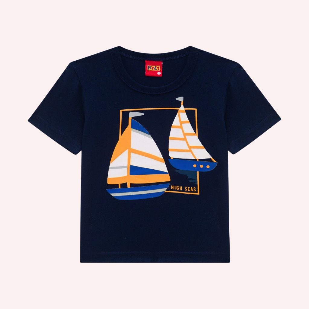 Kyly Sailboat Graphic T-Shirt and Printed Bermuda Shorts