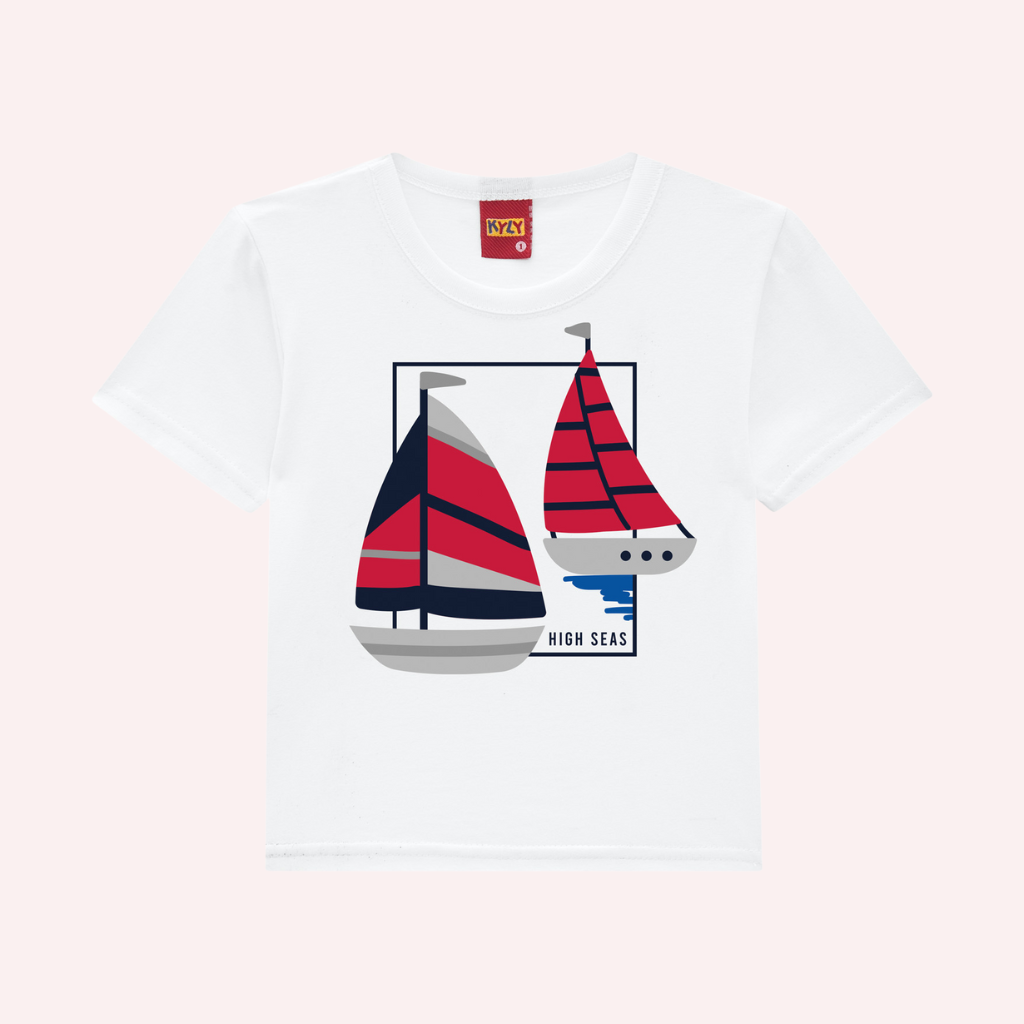 Kyly Sailboat Graphic T-Shirt and Printed Bermuda Shorts