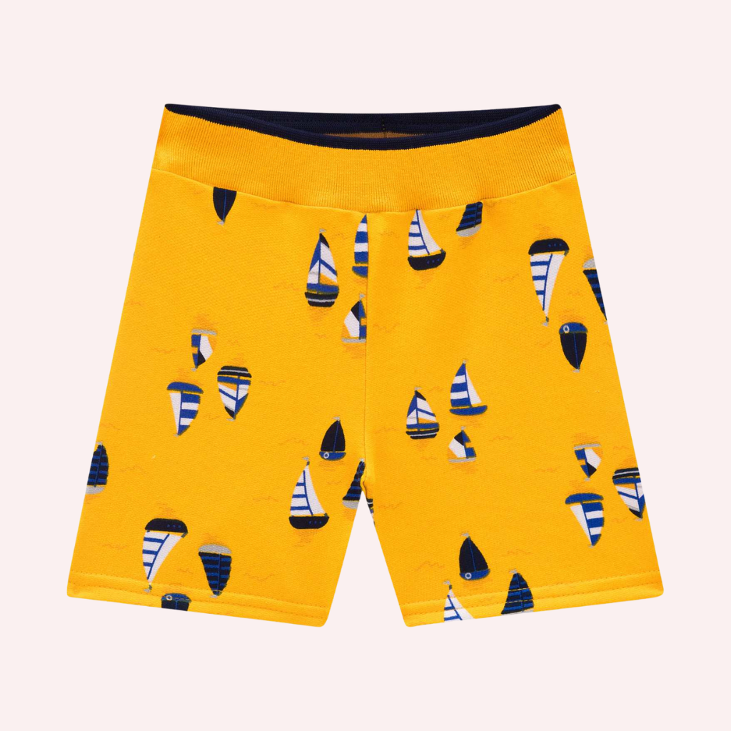 Kyly Sailboat Graphic T-Shirt and Printed Bermuda Shorts
