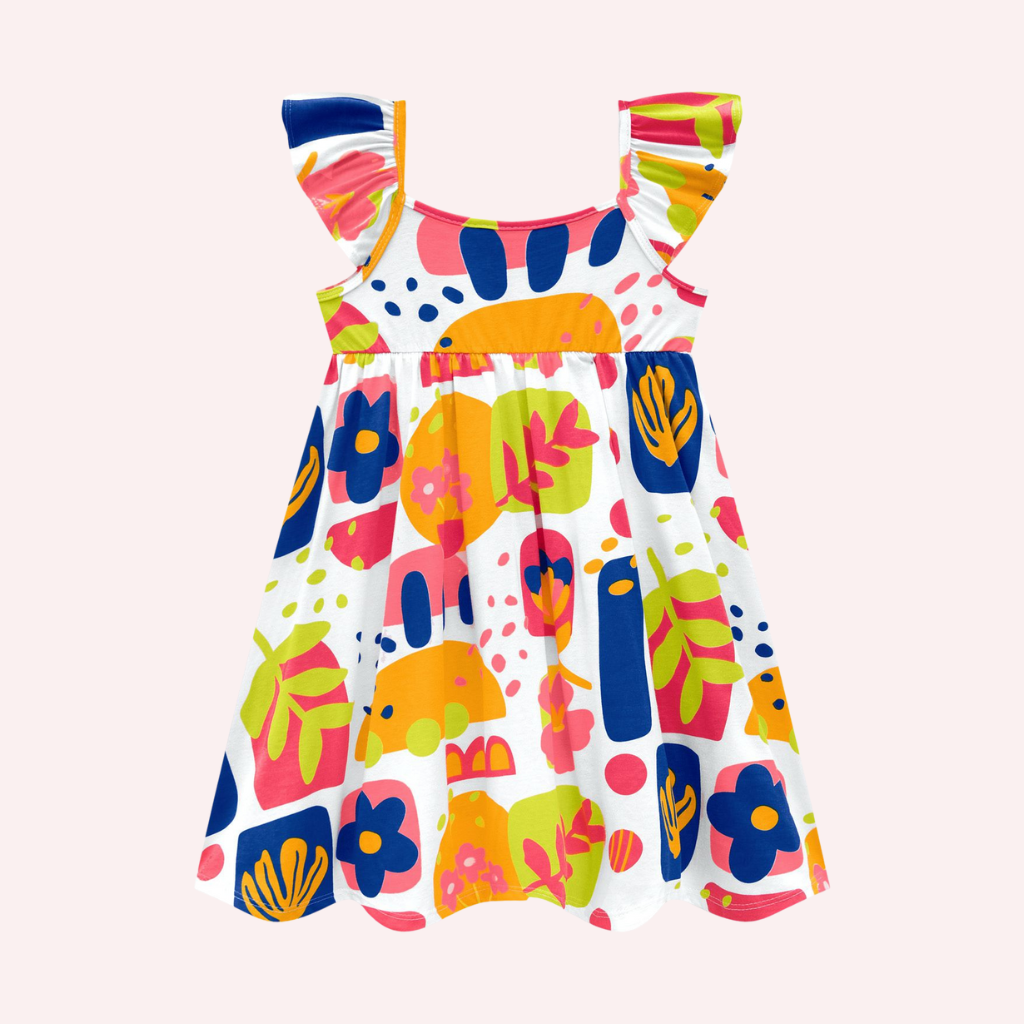 Nanai White Sleeveless Dress with Floral Prints