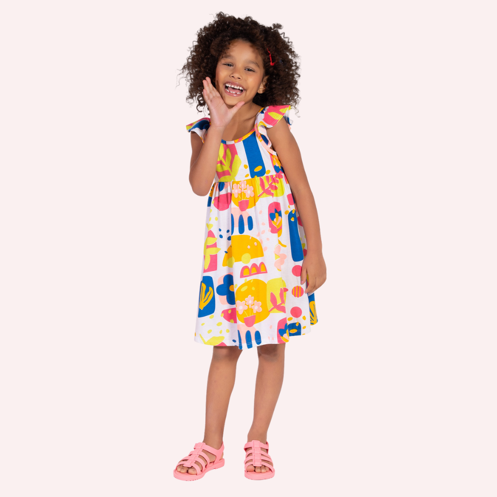 Nanai White Sleeveless Dress with Floral Prints